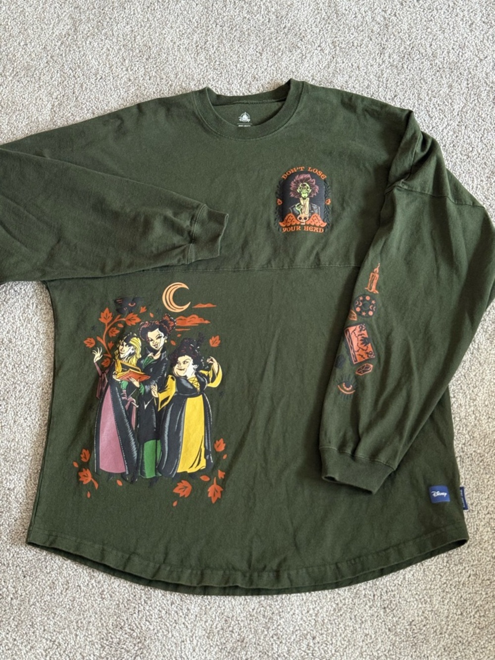 Disney Spirit Jersey Hocus Pocus 2 Green Graphic Sweatshirt 100% Cotton NWOT XL
